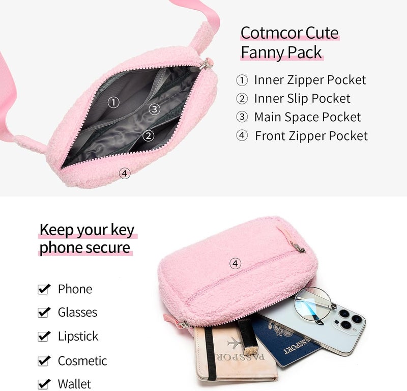 cotmcor Store Valentines Day Gifts for Kids: Fanny Pack Birthday Gift for 5 6 7 8 9 10 11 12 Year Old Teen Girls, Preppy Cute Trendy Stuff Colorblock Crossbody Bag Adjustable Belt Bags for Travel Outdoor - Image 4